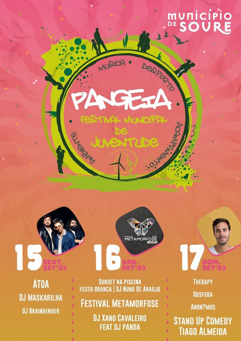 Cartaz Festival Municipal de Juventude Pangeia 2023 - Soure