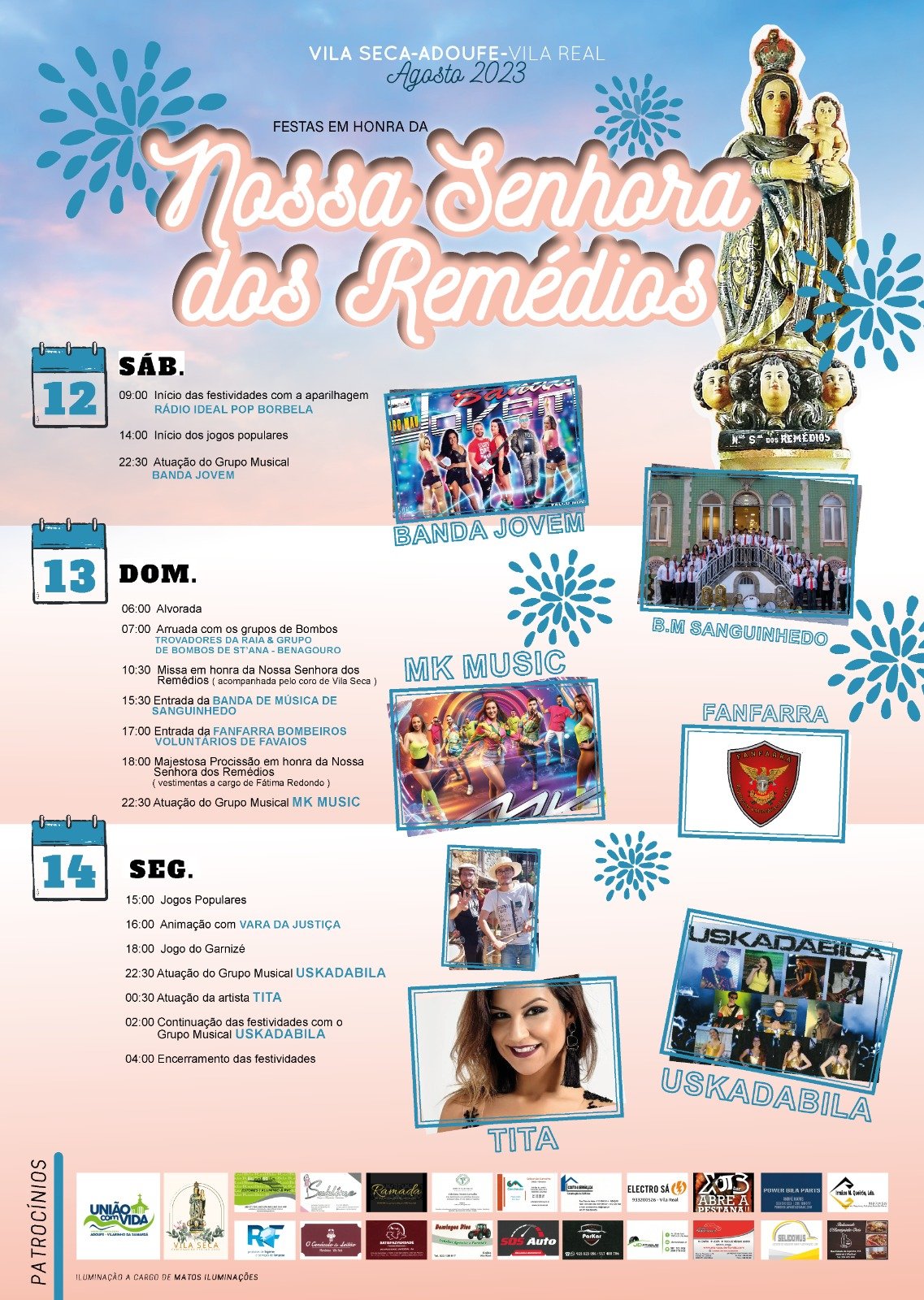 Cartaz Festa em Honra de Nossa Senhora dos Remédios 2023 - Vila Seca-Adoufe