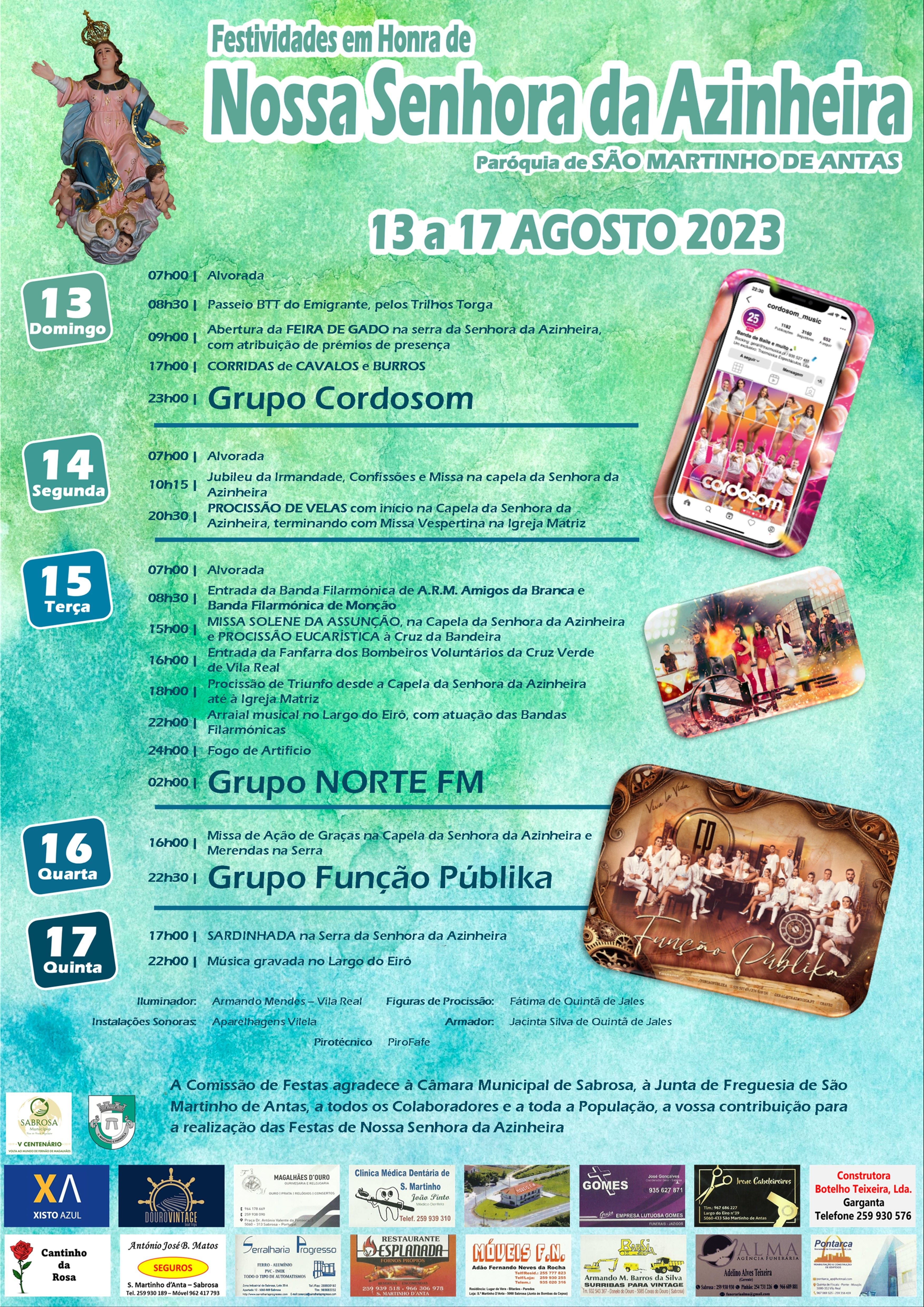 Cartaz Festividades em Honra de Nossa Senhora da Azinheira 2023 - Sabrosa