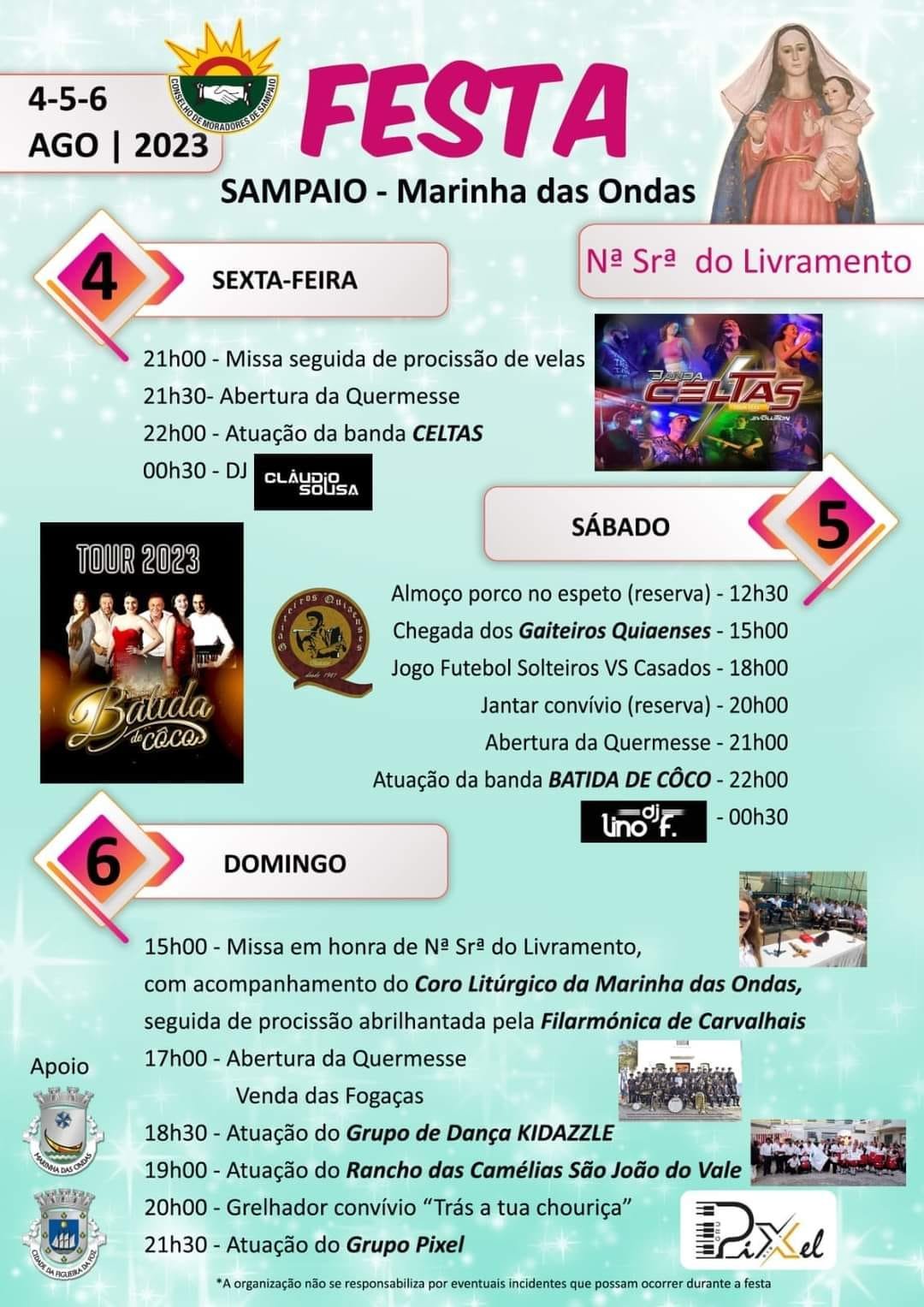 Cartaz Festa de Sampaio 2023 - Marinha das Ondas