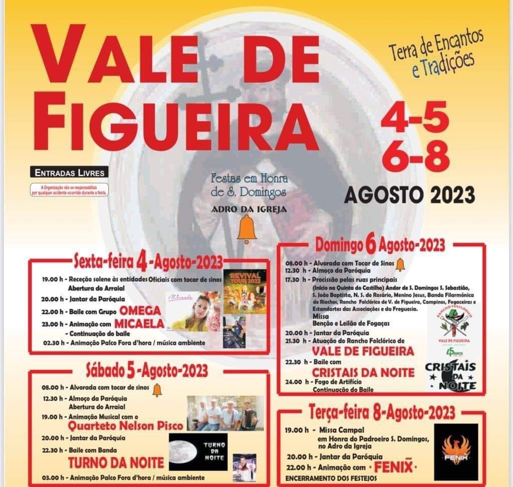 Cartaz Festas de Vale de Figueira 2023 - Santarém