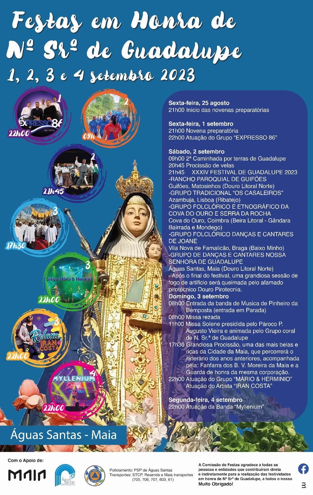 Cartaz Festas em Honra de Nossa Senhora de Guadalupe 2023 - Águas Santas