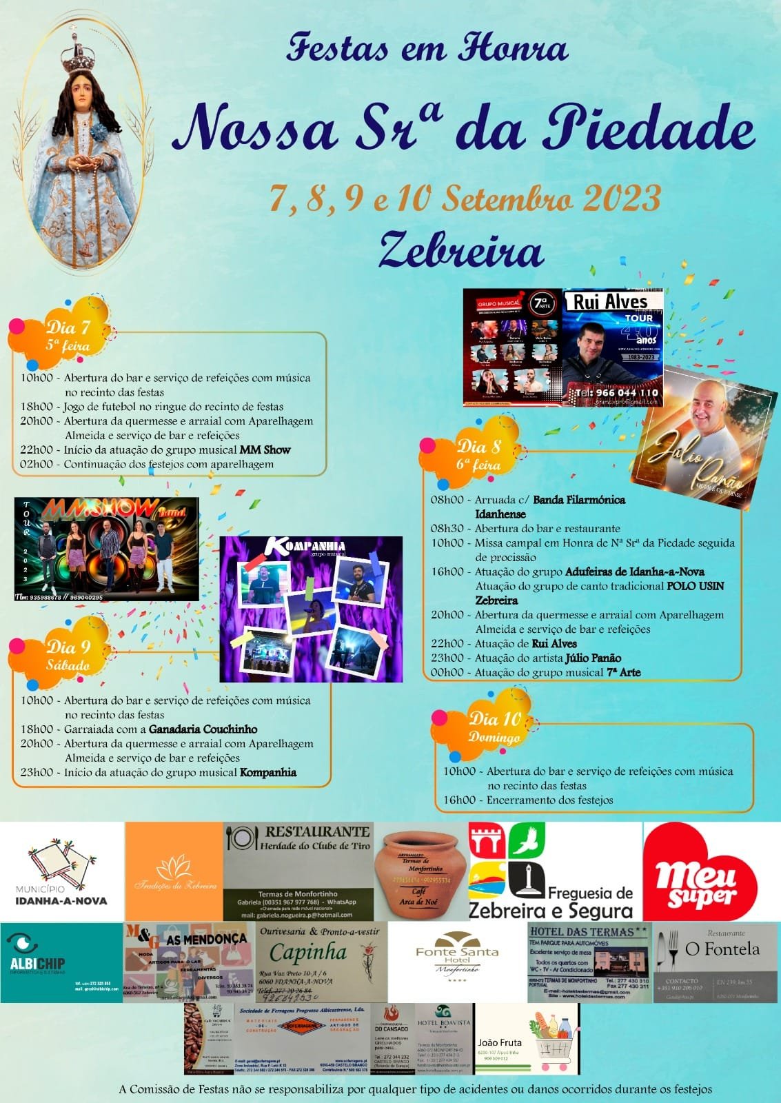 Cartaz Festa em Honra de Nossa Senhora da Piedade 2023 - Zebreira