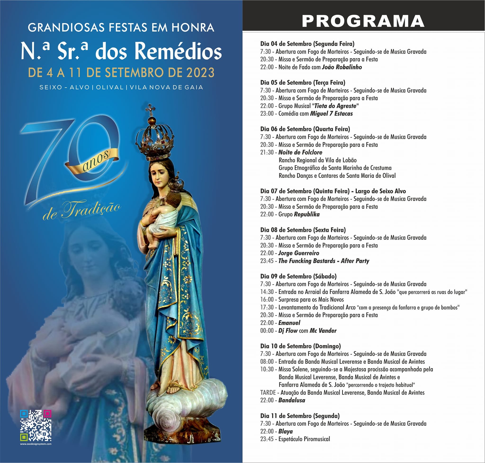 Cartaz Festas em Honra de Nossa Senhora dos Remédios 2023 - Seixo - Alvo