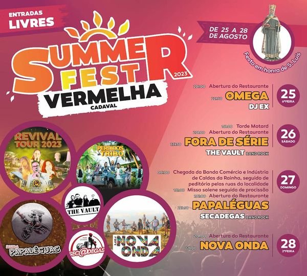 Cartaz Vermelha Summer Fest 2023 - Cadaval