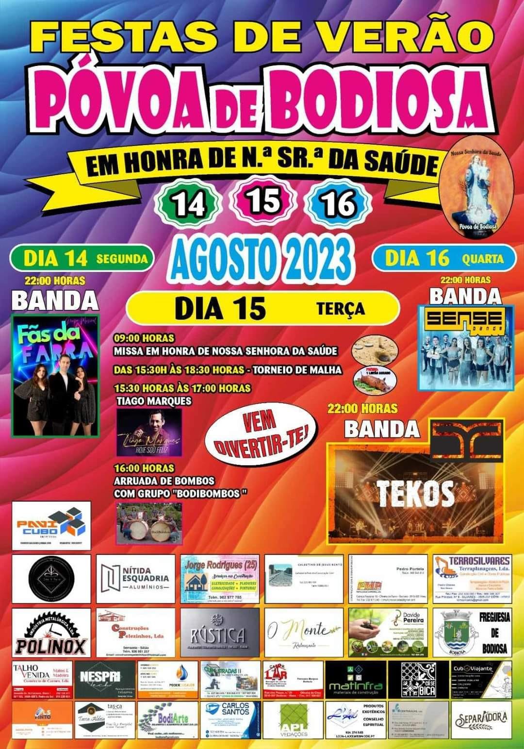 Cartaz Festas de Verão 2023 - Póvoa da Bodiosa