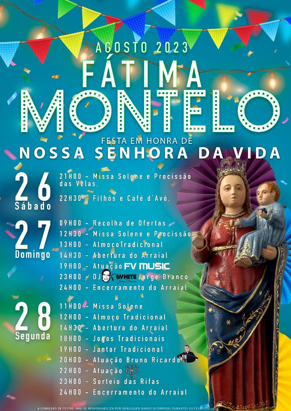 Cartaz Festas do Montelo 2023 - Fátima