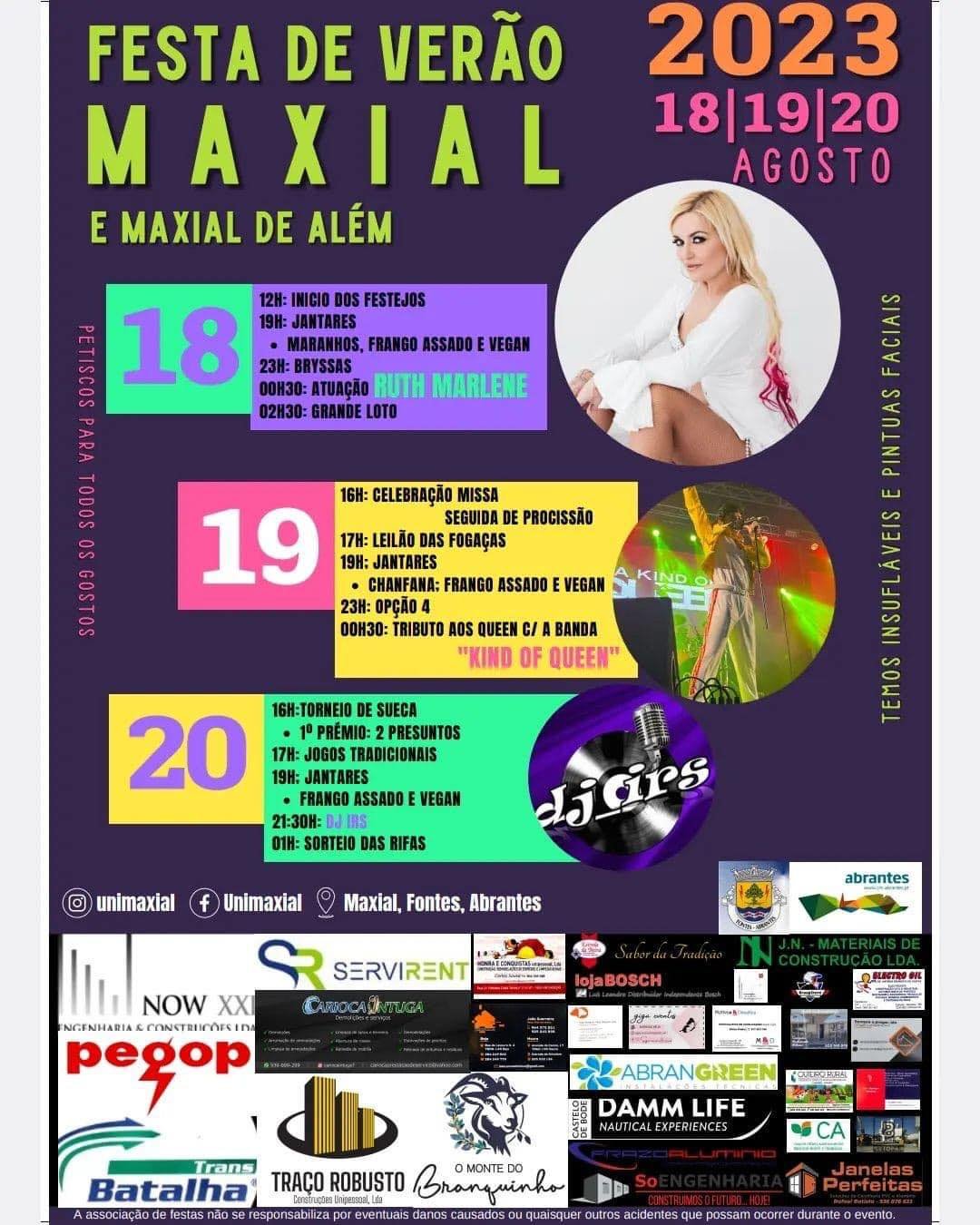 Cartaz Festa de Verão 2023 - Maxial e Maxial De Além