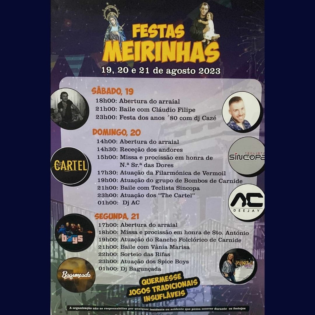Cartaz Festas de Meirinhas 2023 - Leiria