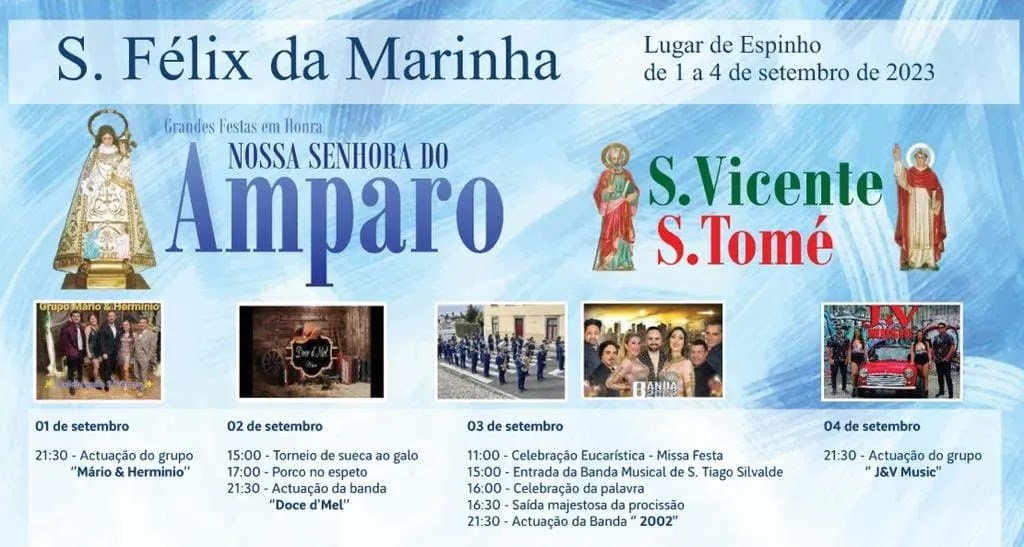 Cartaz Festas de São Félix da Marinha 2023 - Vila Nova de Gaia