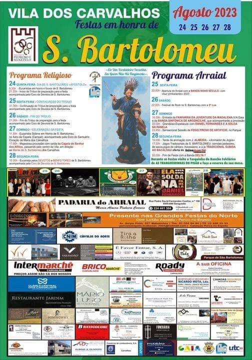 Cartaz Festas em Honra de São Bartolomeu 2023 - Vila dos Carvalhos