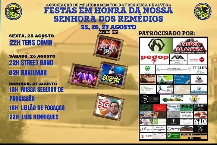 Cartaz Festas em Honra da N. Sra. Dos Remédio 2023 - Alvega