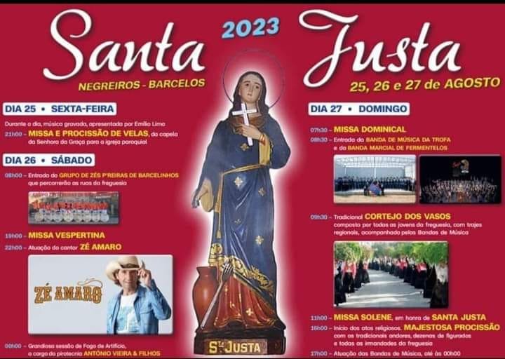 Cartaz Festas de Santa Justa 2023 - Negreiros