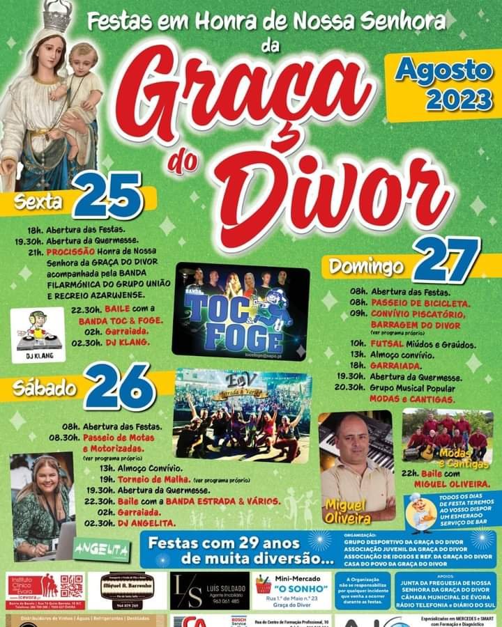Cartaz Festas em Honra da N. Sra. da Graça do Divor 2023 - Évora