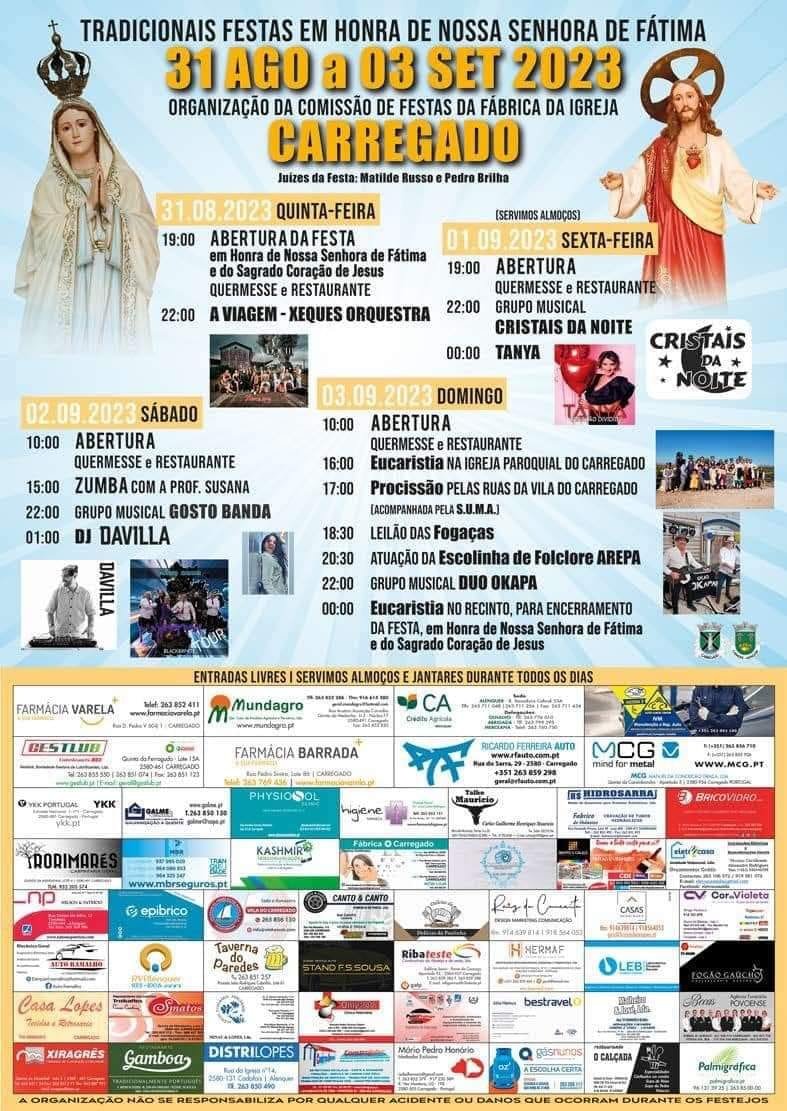 Cartaz Festas em Honra de Nossa Senhora de Fátima 2023 - Carregado