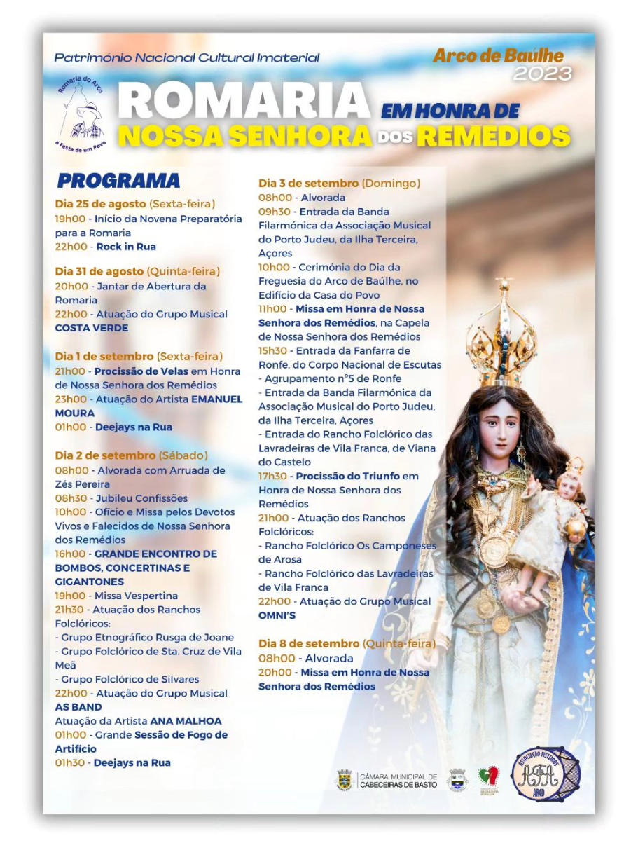 Cartaz Romaria Nossa Senhora Dos Remédios 2023 - Arco de Baúlhe
