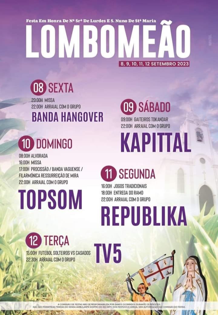 Cartaz Festa de Lombomeão 2023 - Aveiro