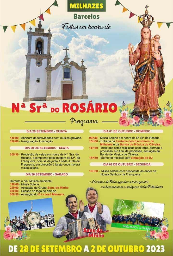 Cartaz Festa de Nossa Senhora do Rosário 2023 - Milhazes