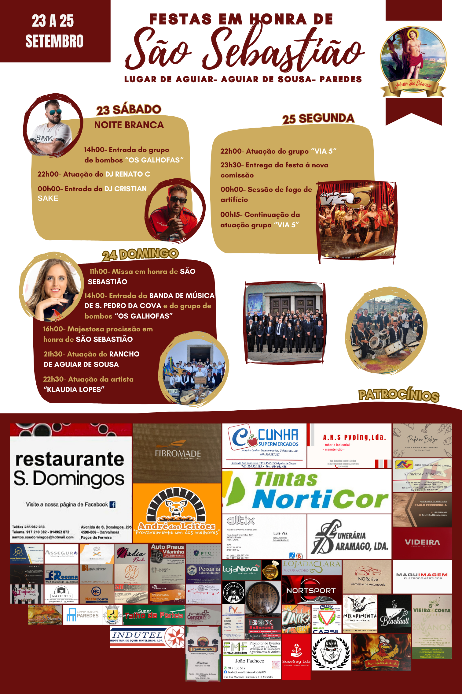 Cartaz Festas em honra de São Sebastião 2023 - Lugar de Aguiar 