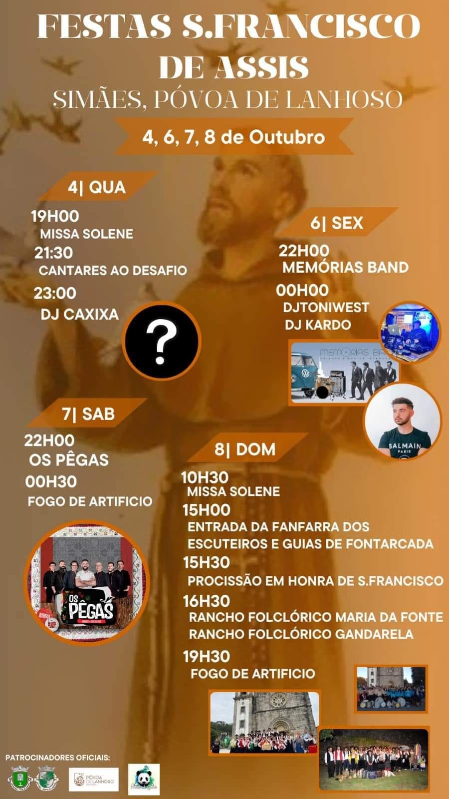Cartaz Festas de São Francisco de Assis 2023 - Póvoa de Lanhoso