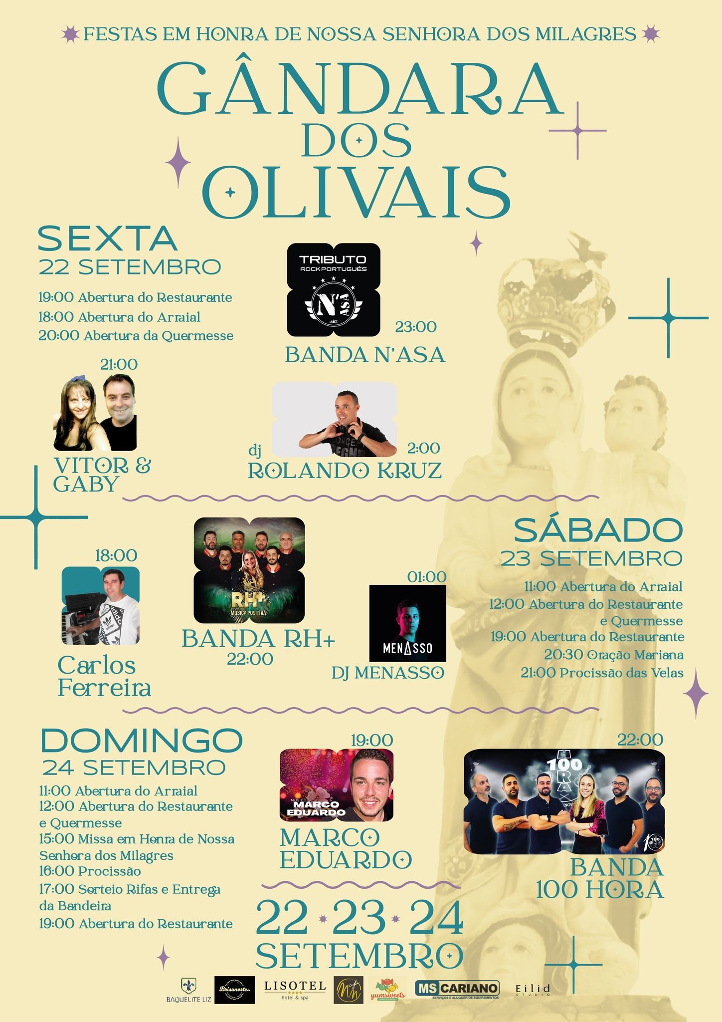 Cartaz Festa em Honra de Nossa Senhora dos Milagres 2023 - Gândara dos Olivais