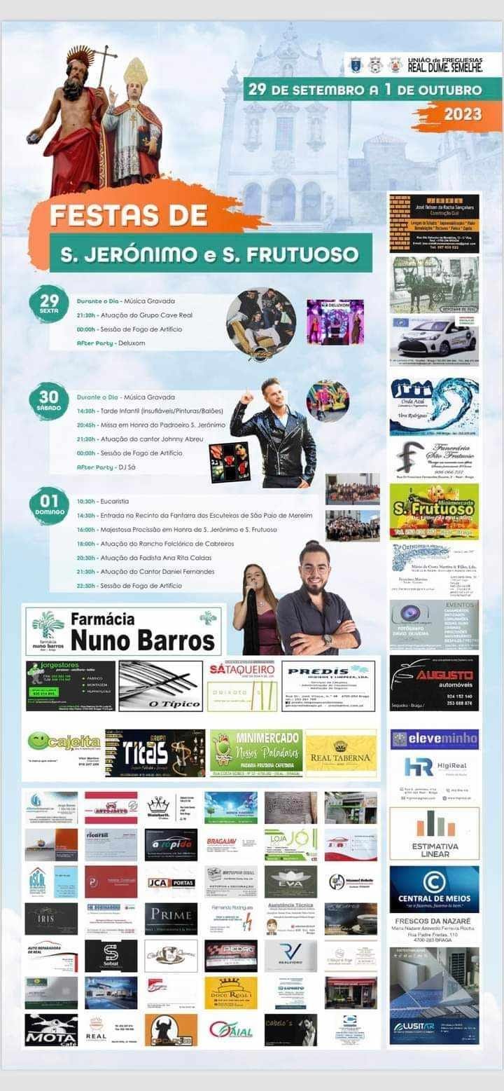 Cartaz Festa de São Jerónimo e São Frutuoso 2023 - Dume