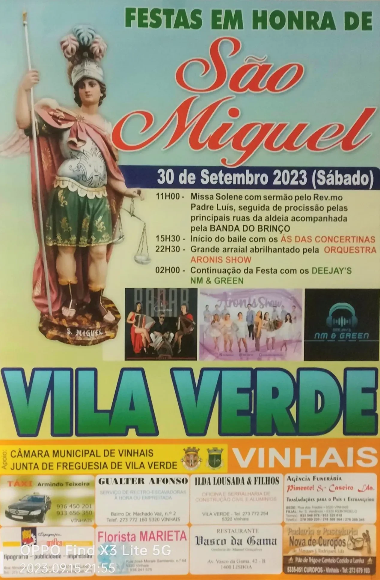 Cartaz Festas de São Miguel 2023 - Vila Verde