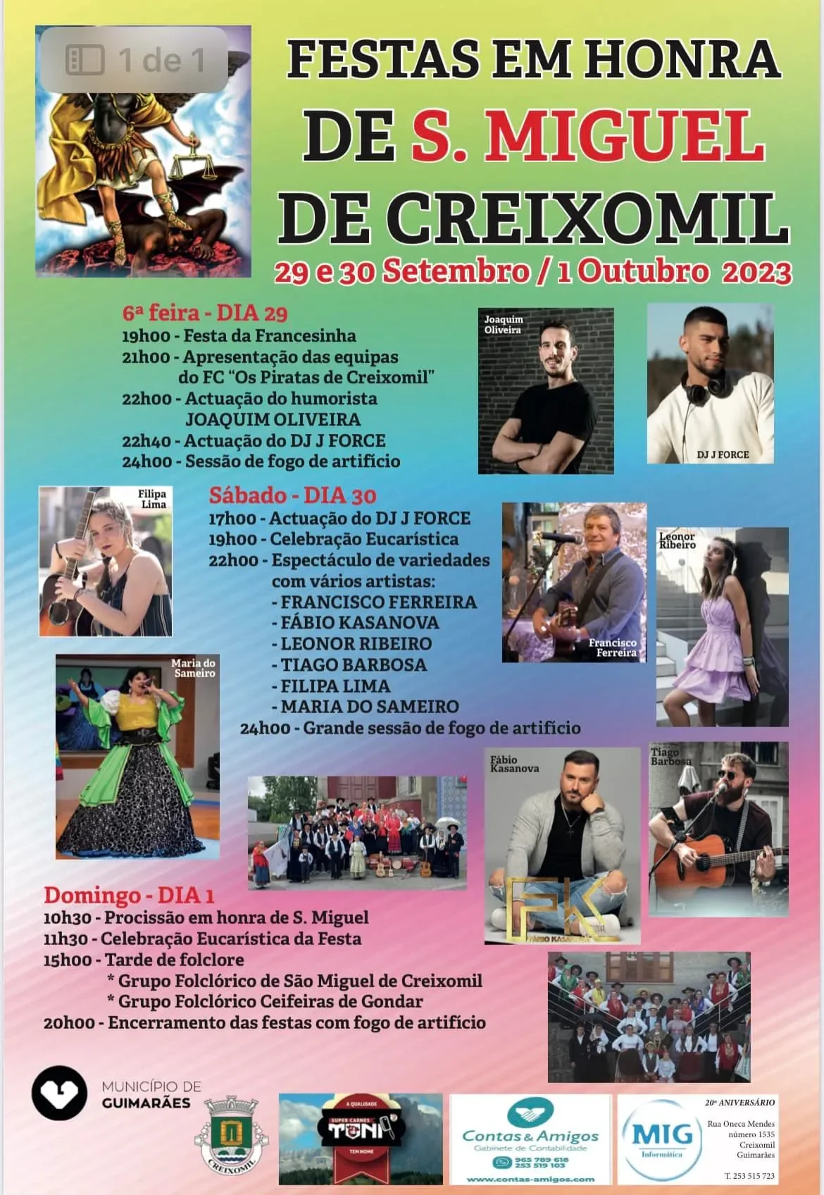 Cartaz Festas de São Miguel 2023 - Creixomil