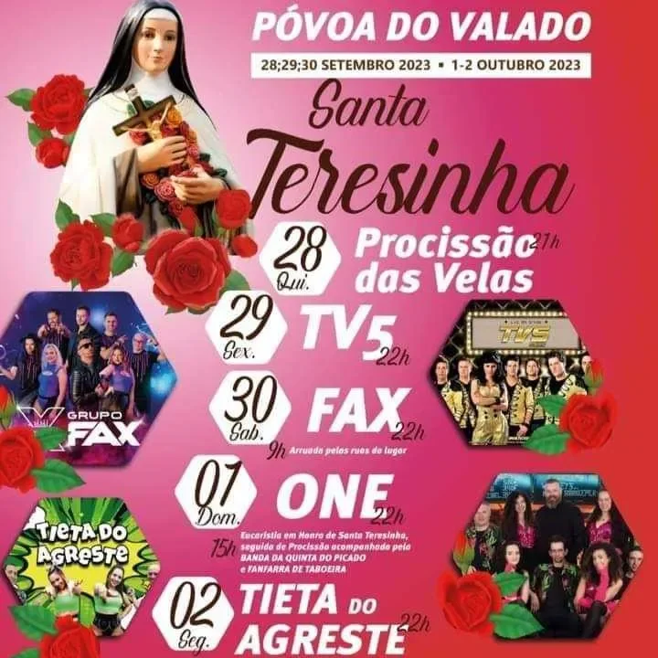 Cartaz Festas de Santa Teresinha 2023 - Póvoa do Valado