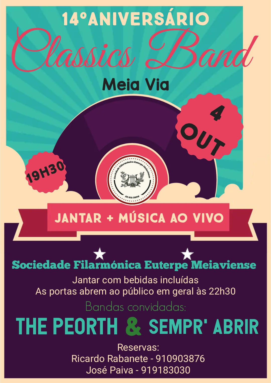 Cartaz Festa do 14 Aniversário dos Classics Band 2023 - Meia Via