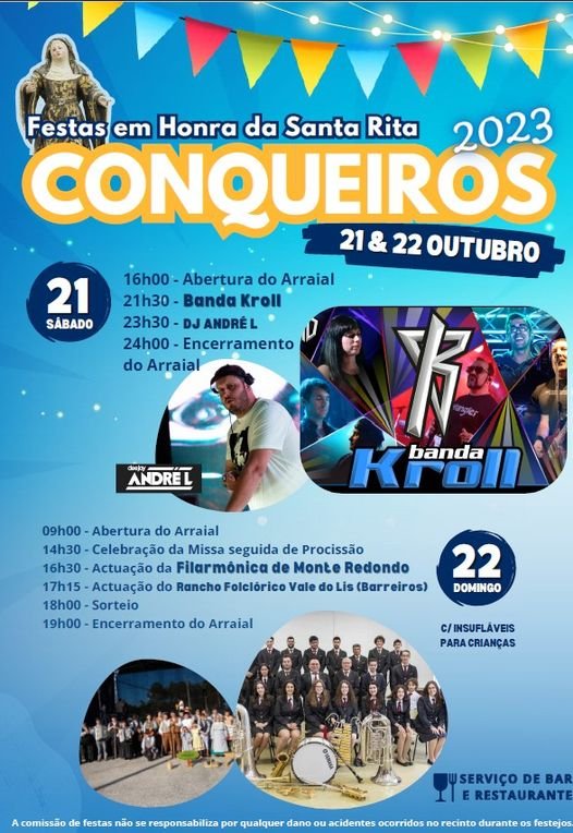 Cartaz Festas em Honra da Santa Rita 2023 - Conqueiros