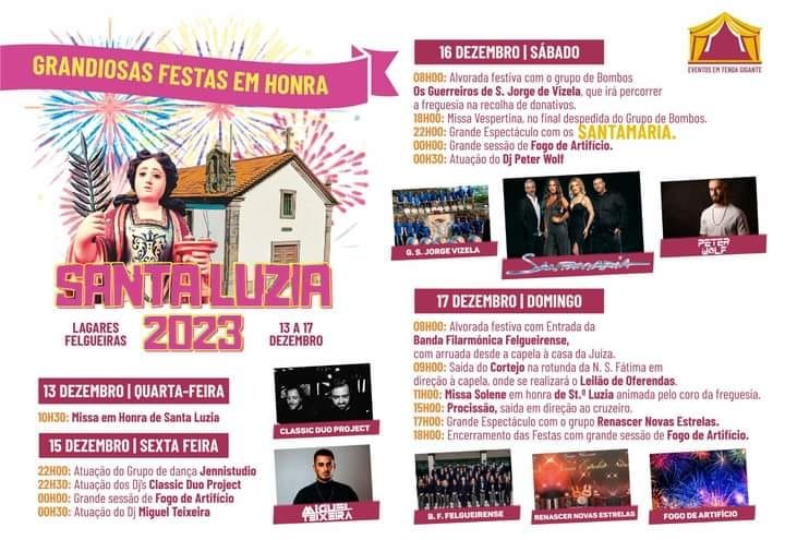 Cartaz Festas em Honra de Santa Luzia 2023 - Felgueiras