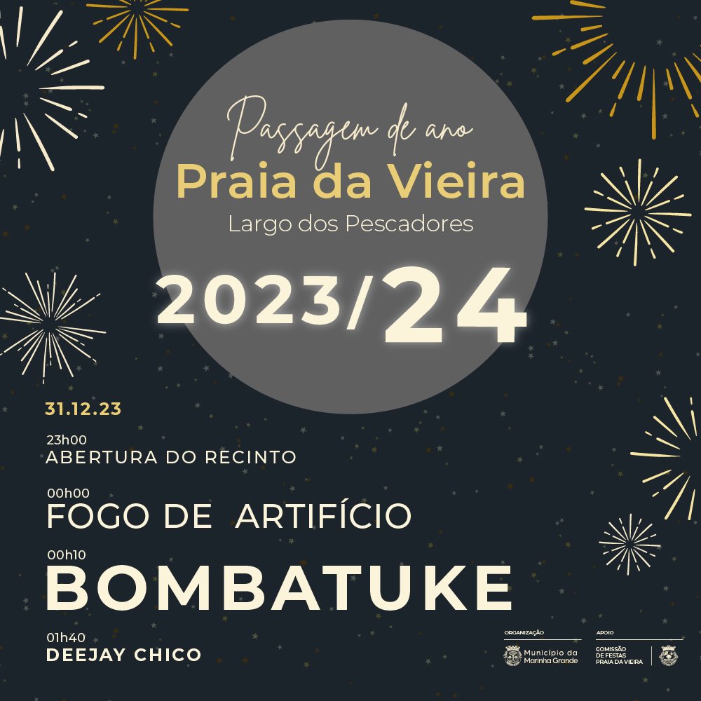 Cartaz Passagem de Ano 2023 - Praia da Vieira