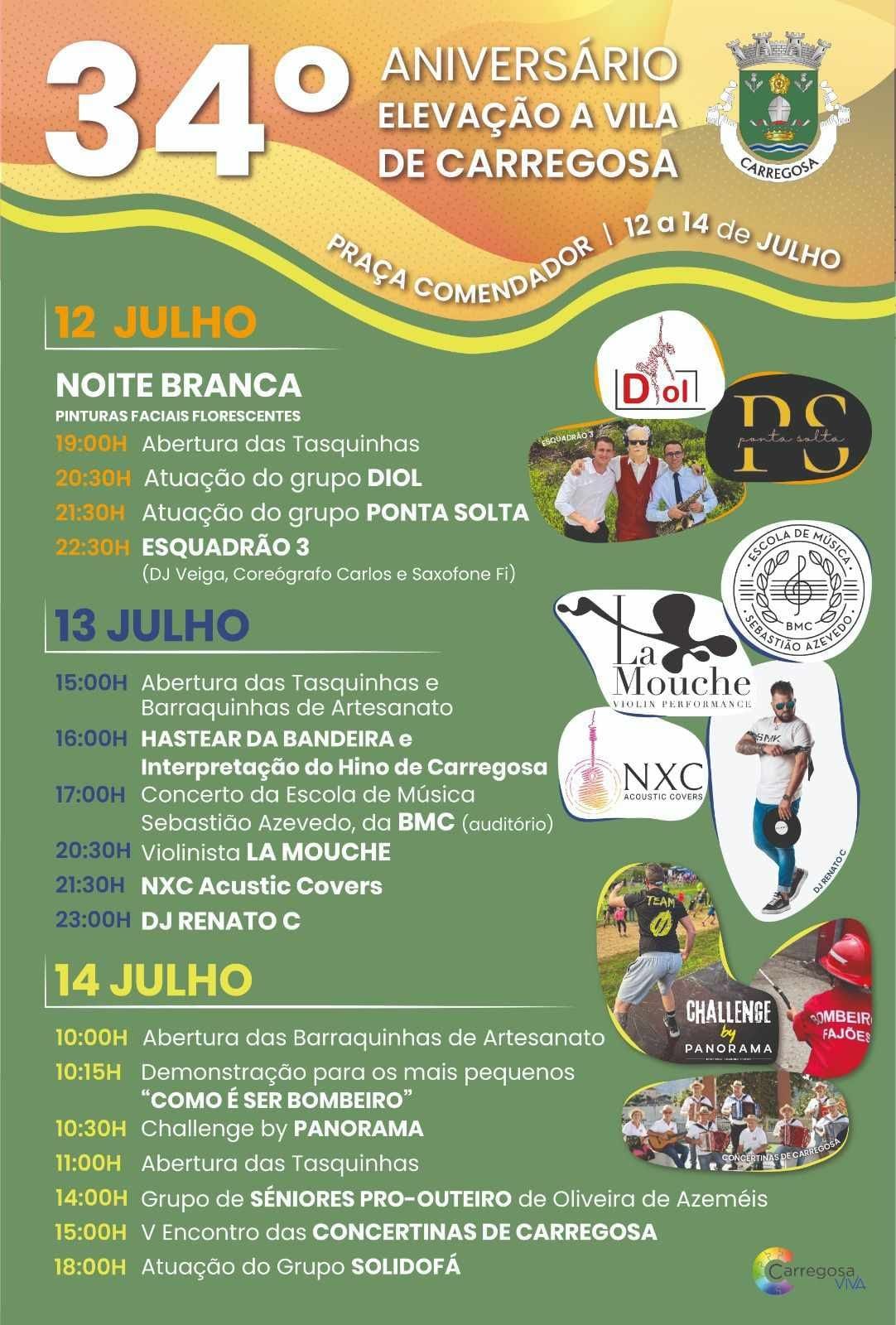 Cartaz 34º Aniversário Elevação a Vila de Carregosa 2024 - Oliveira de Azeméis