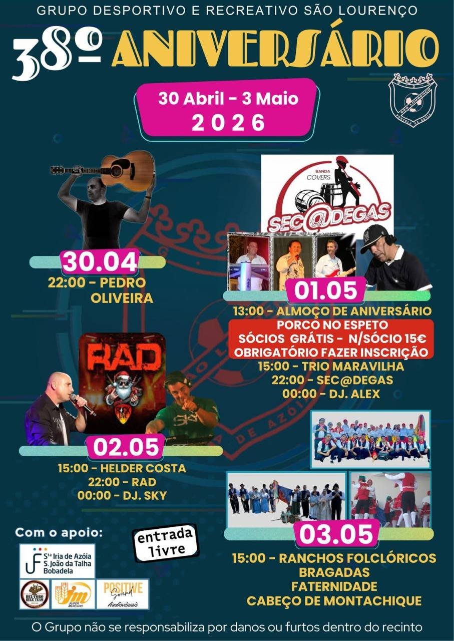 Cartaz 38º Aniversário 2026 - São Lourenço