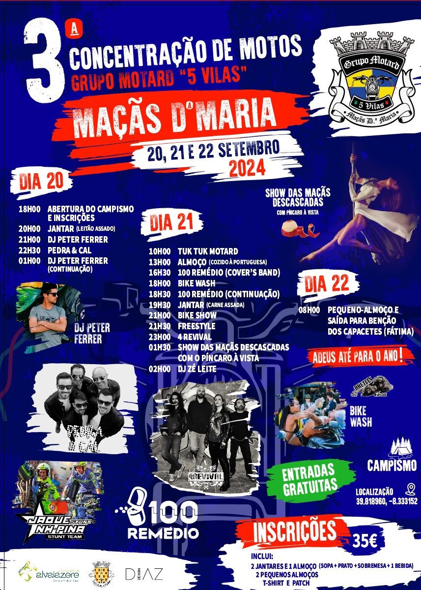 Cartaz 3ª Concentação de Motos 2024 - Maçãs da Dona Maria