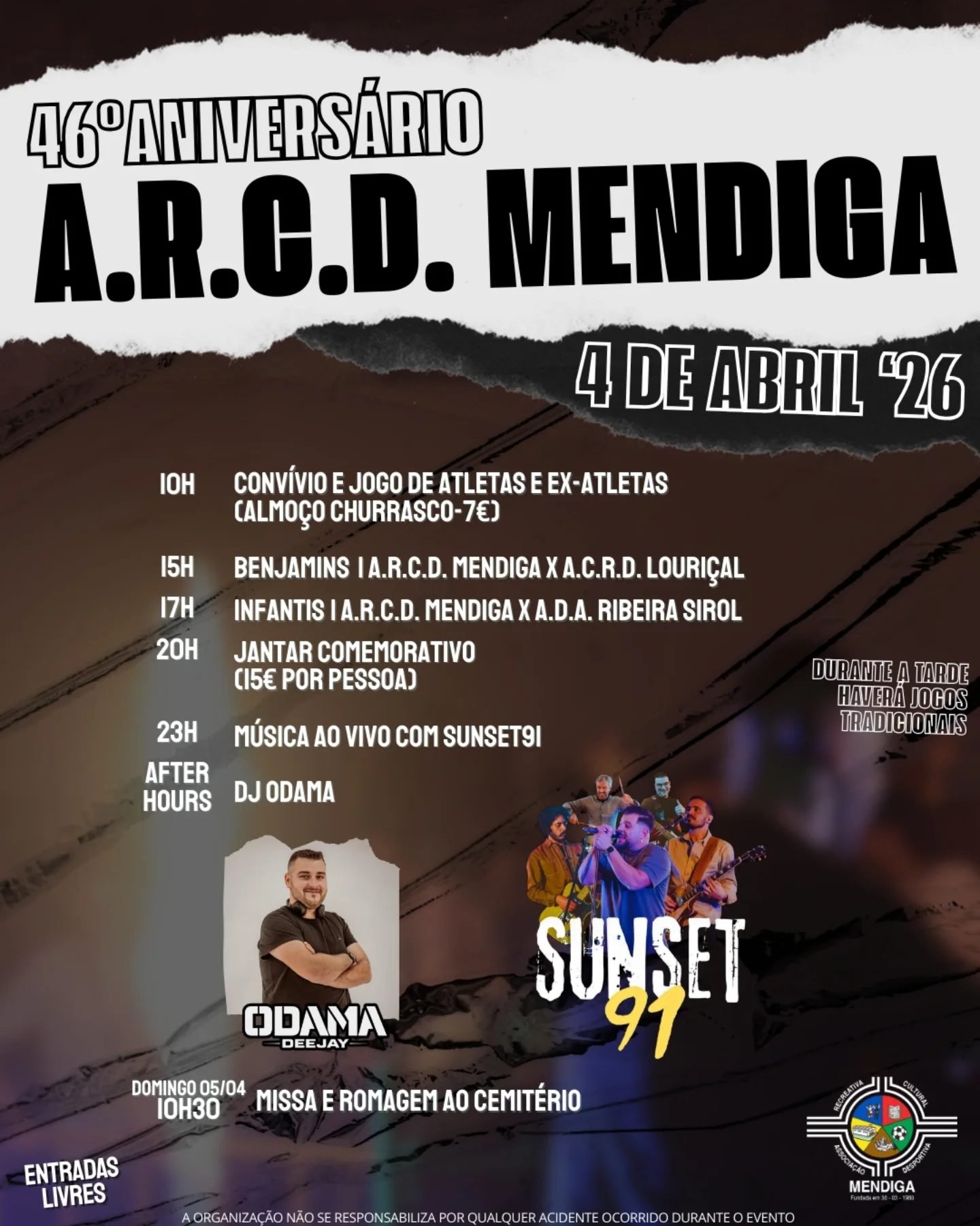 Cartaz 46º Aniversário A.R.C.D. Mendiga 2026 - Mendiga