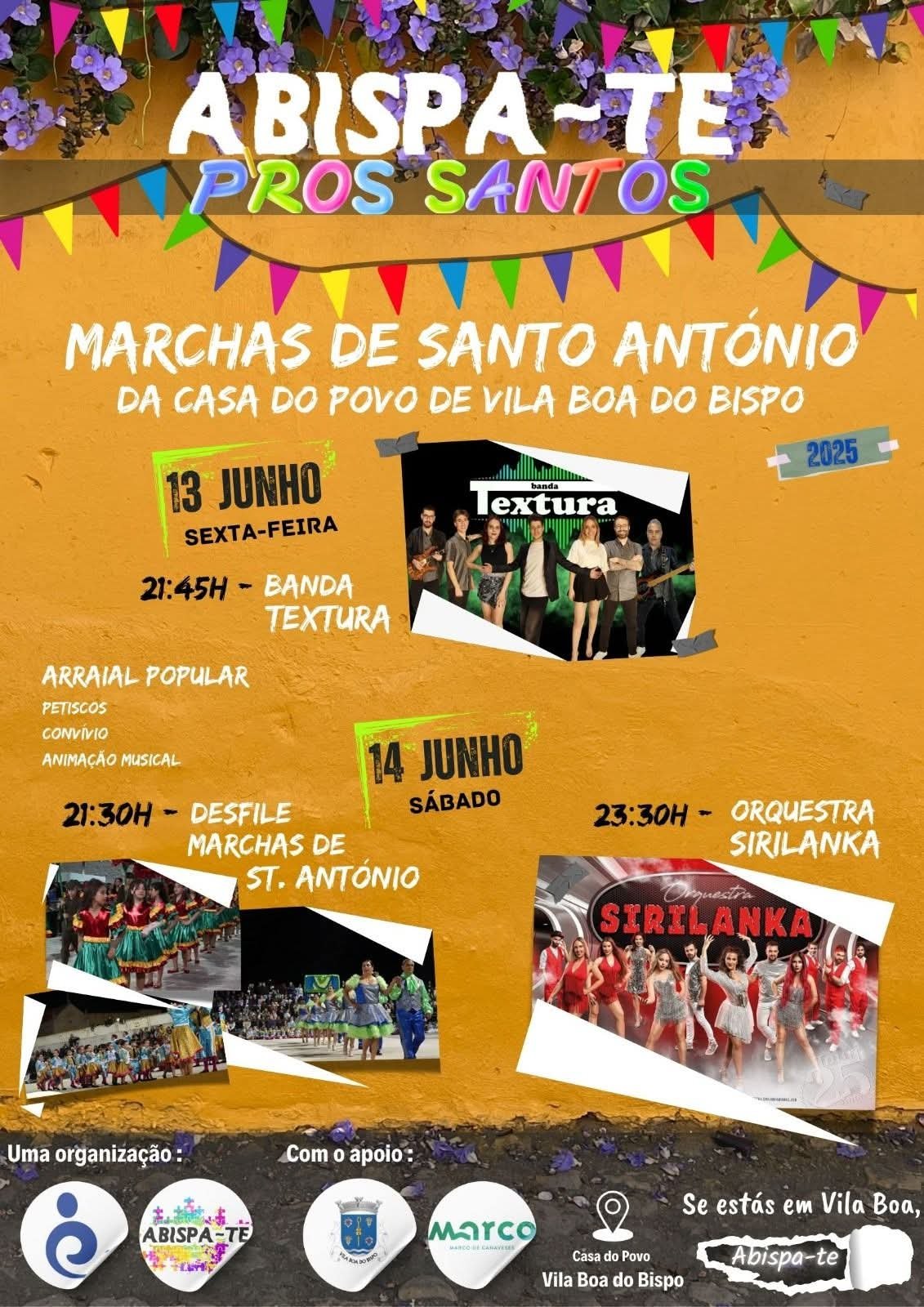 Cartaz Abispa-te prós Santos 2025 - Marchas de Santo António - Marco de Canaveses