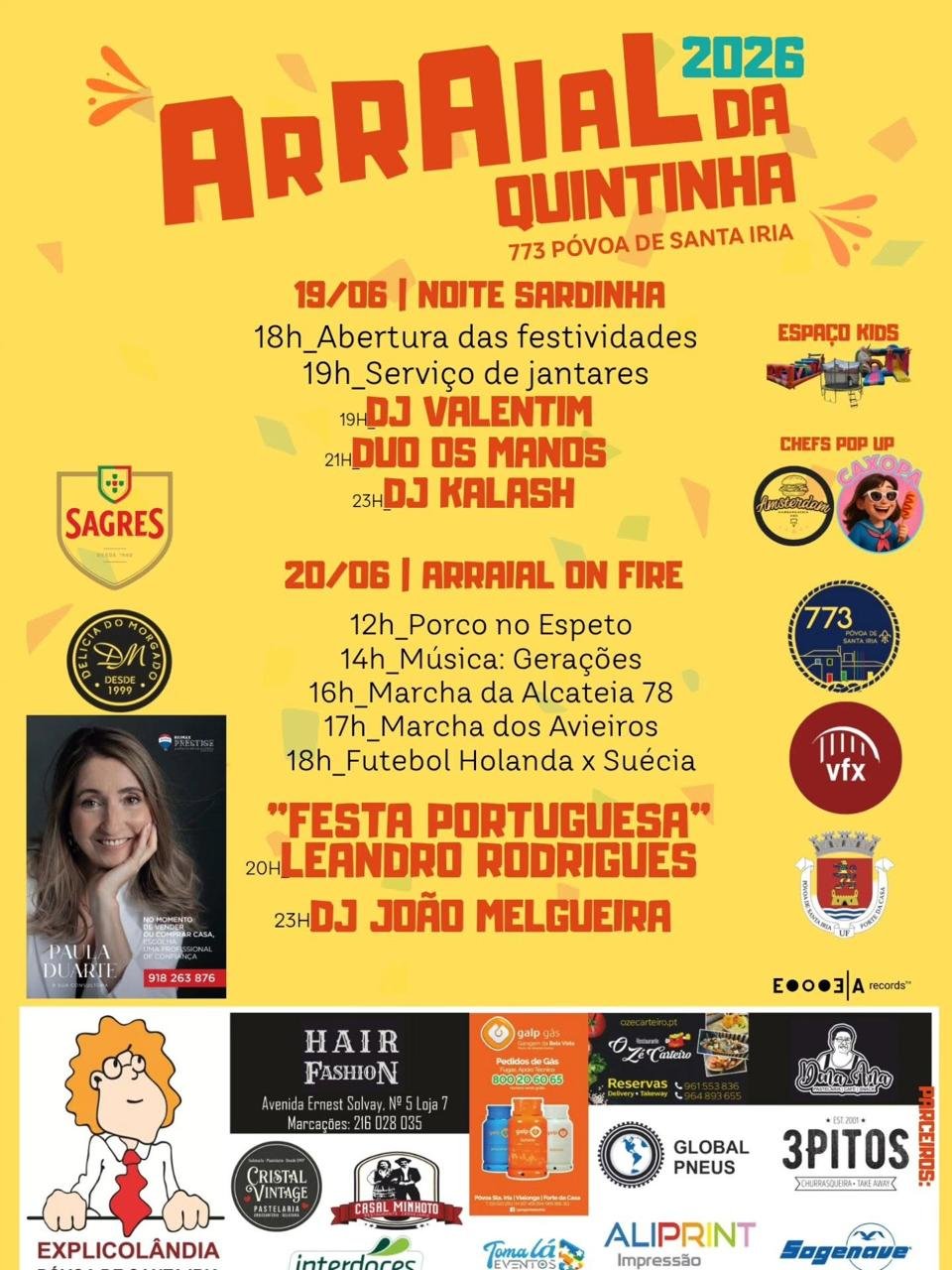 Cartaz Arraial da Quintinha 2026 - Póvoa de Santa Iria