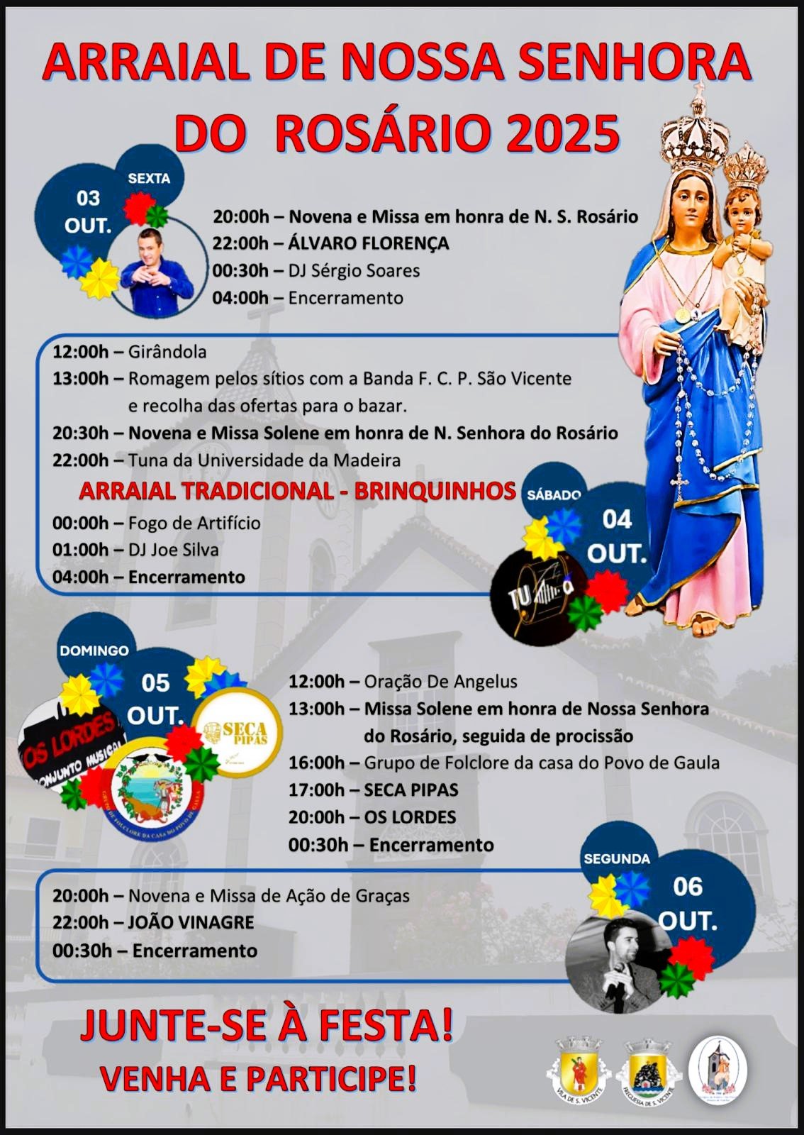 Cartaz Arraial de Nossa Senhora do Rosário 2025 - São Vicente