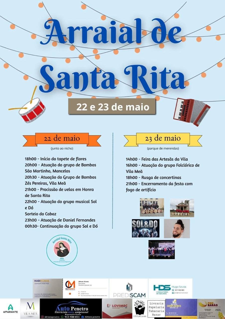 Cartaz Arraial de Santa Rita 2026 - Vila Meã