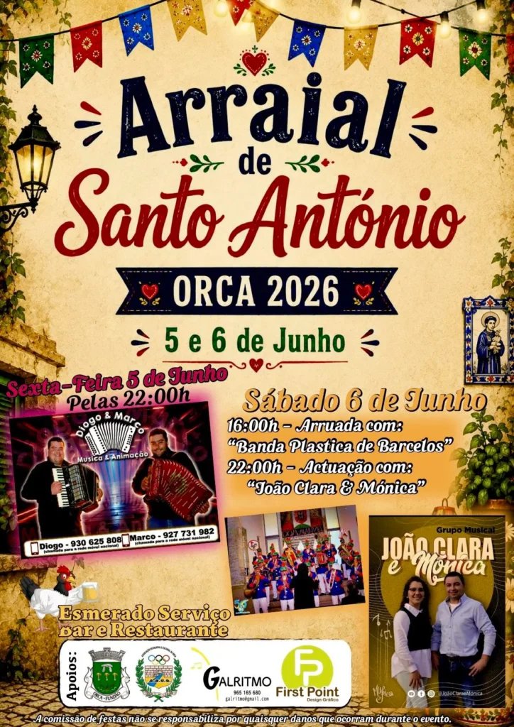 Cartaz Arraial de Santo António 2026 - Orca