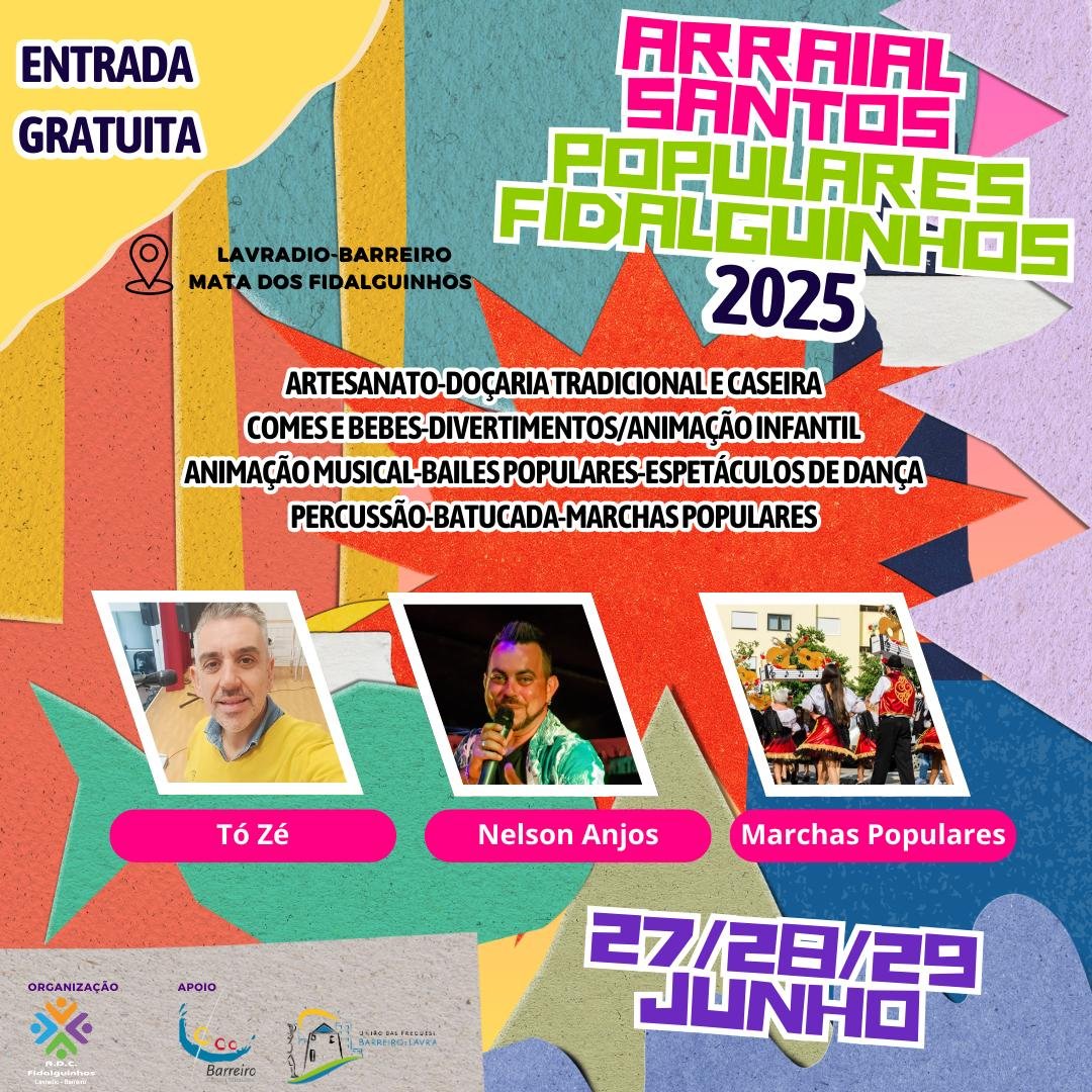 Cartaz Arraial dos Santos Populares dos Fidalguinhos 2025 - Barreiro