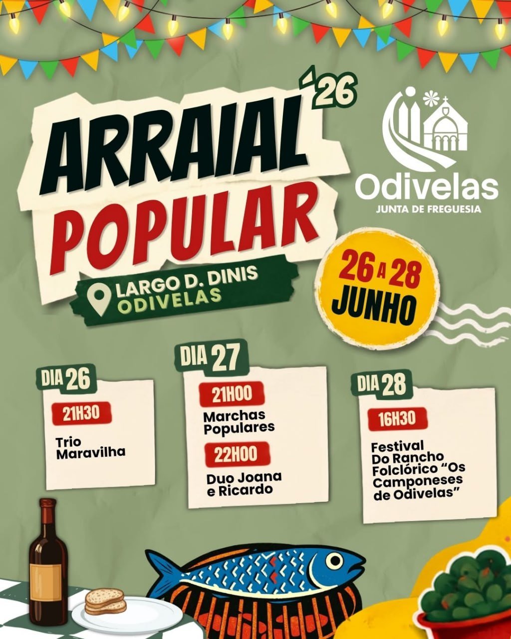 Cartaz Arraial Popular 2026 - Odivelas