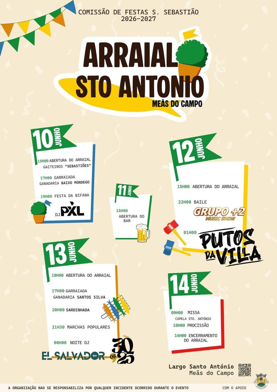 Cartaz Arraial Sto António 2026 - Meãs do Campo