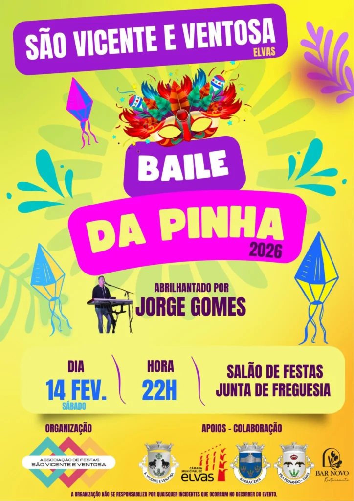 Cartaz Baile da Pinha 2026 - São Vicente e Ventosa
