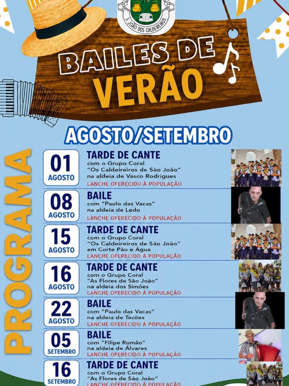 Cartaz Bailes de Verão 2026 - São João dos Caldeireiros