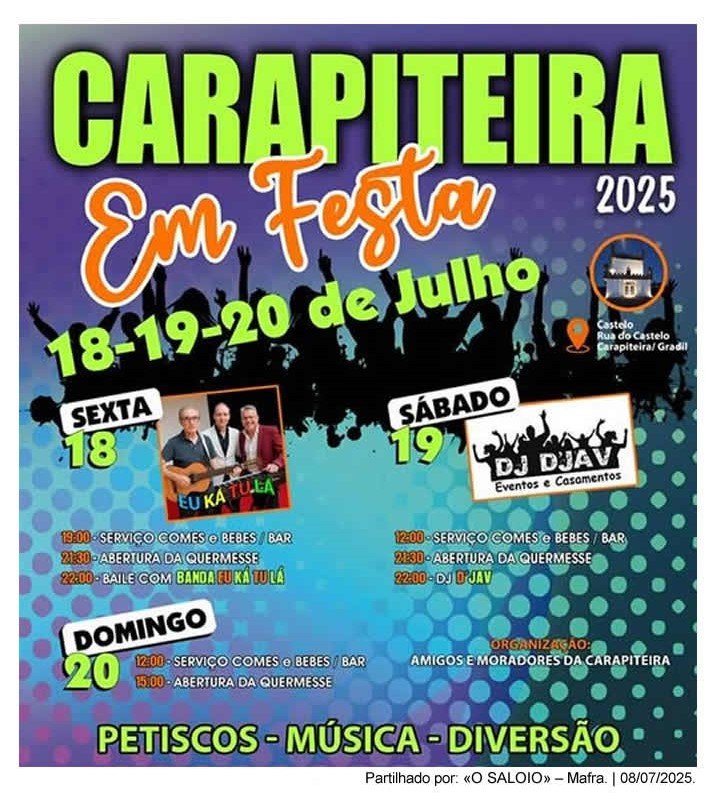 Cartaz Carapiteira em Festa 2025 - Mafra