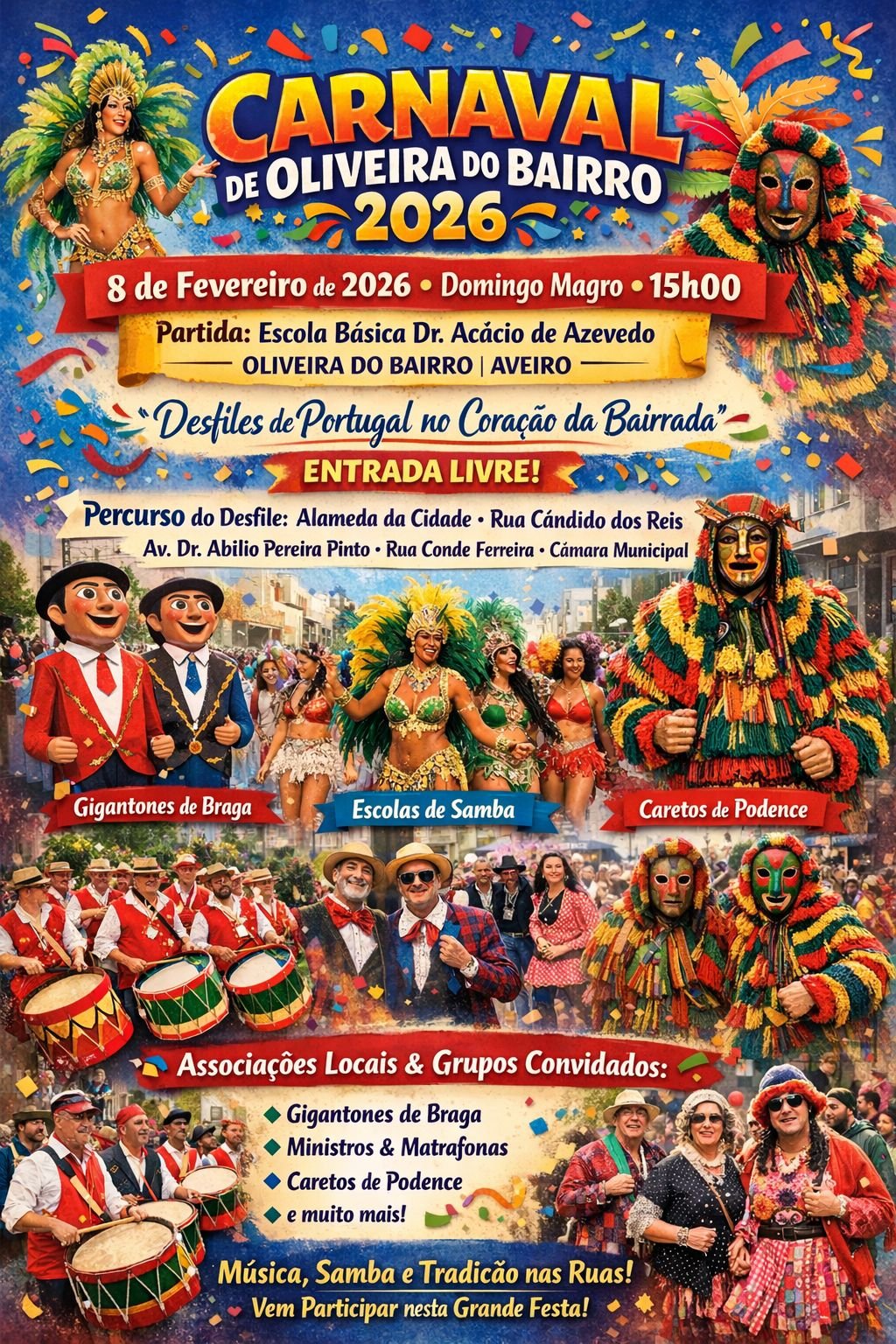 Cartaz Carnaval 2026 - Oliveira do Bairro