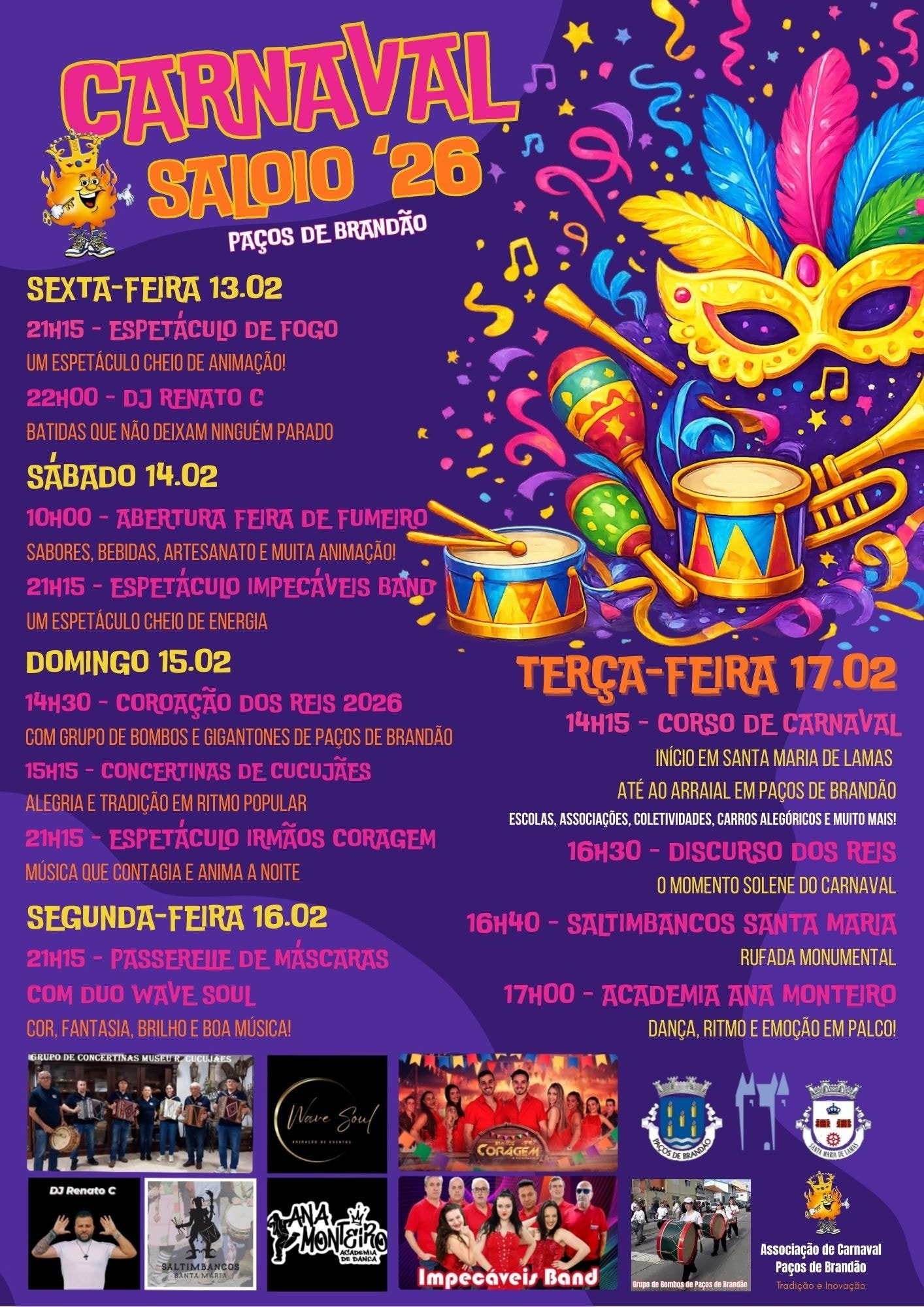 Cartaz Carnaval 2026 - Paços de Brandão